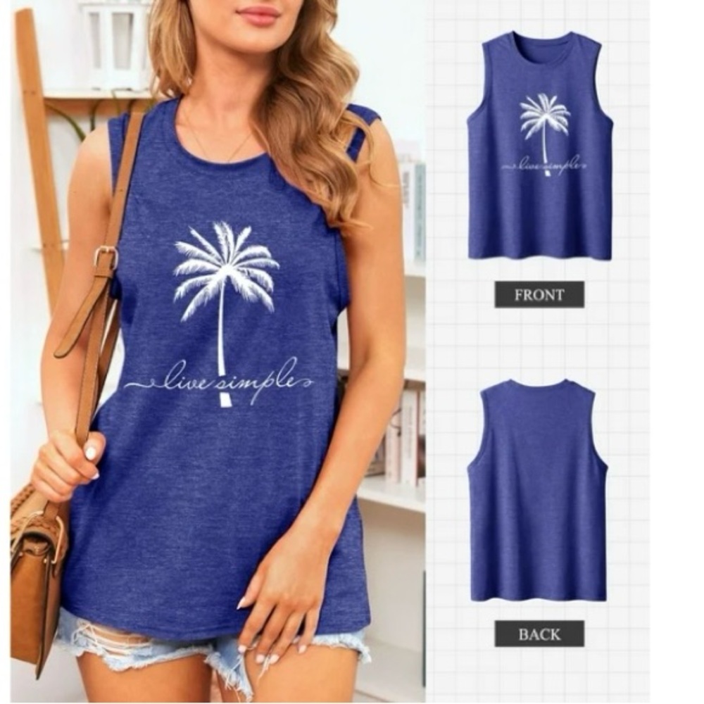 Live Simple Coconut tree tank top Size Large - Picture 9 of 10